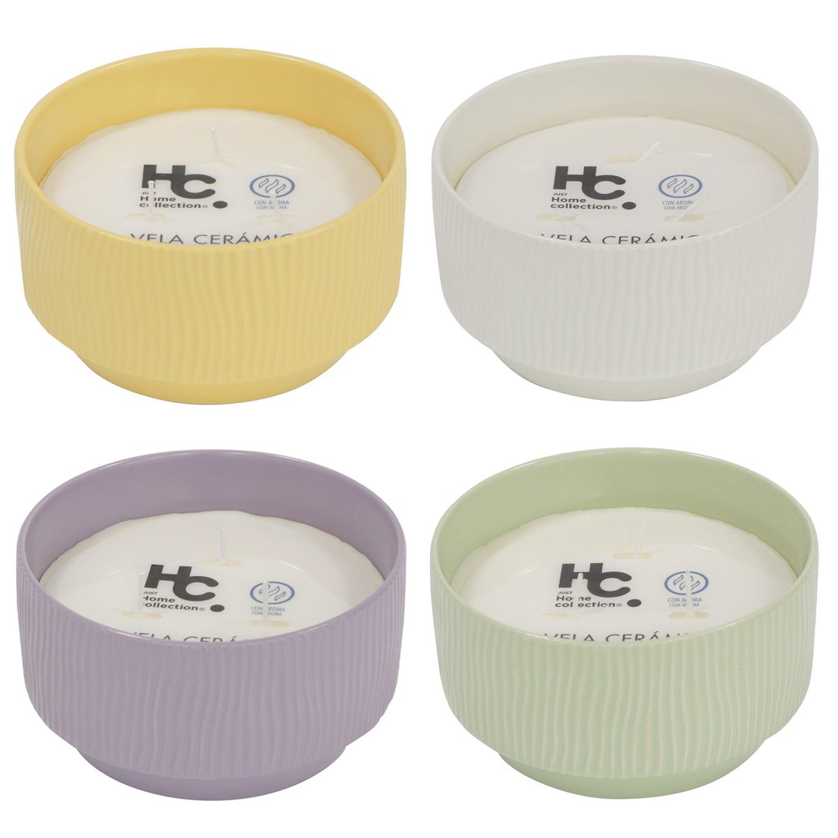 JUST HOME COLLECTION - Vela con Vaso de Cerámica 14,5 cm Aroma color surtido