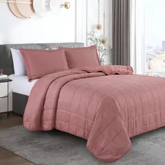 JUST HOME COLLECTION - Quilt Waffle Cuadrado Rosado 2 plazas