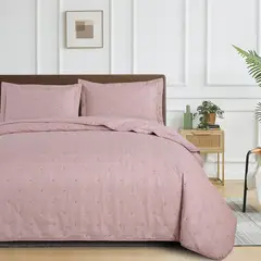 JUST HOME COLLECTION - Quilt 2 plazas Waffle Geo Rosado