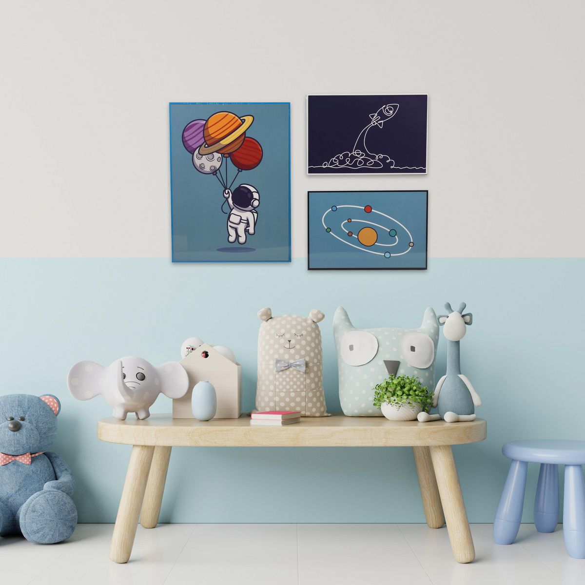 JUST HOME COLLECTION - Set 3 Cuadros Galaxia 40x60 cm