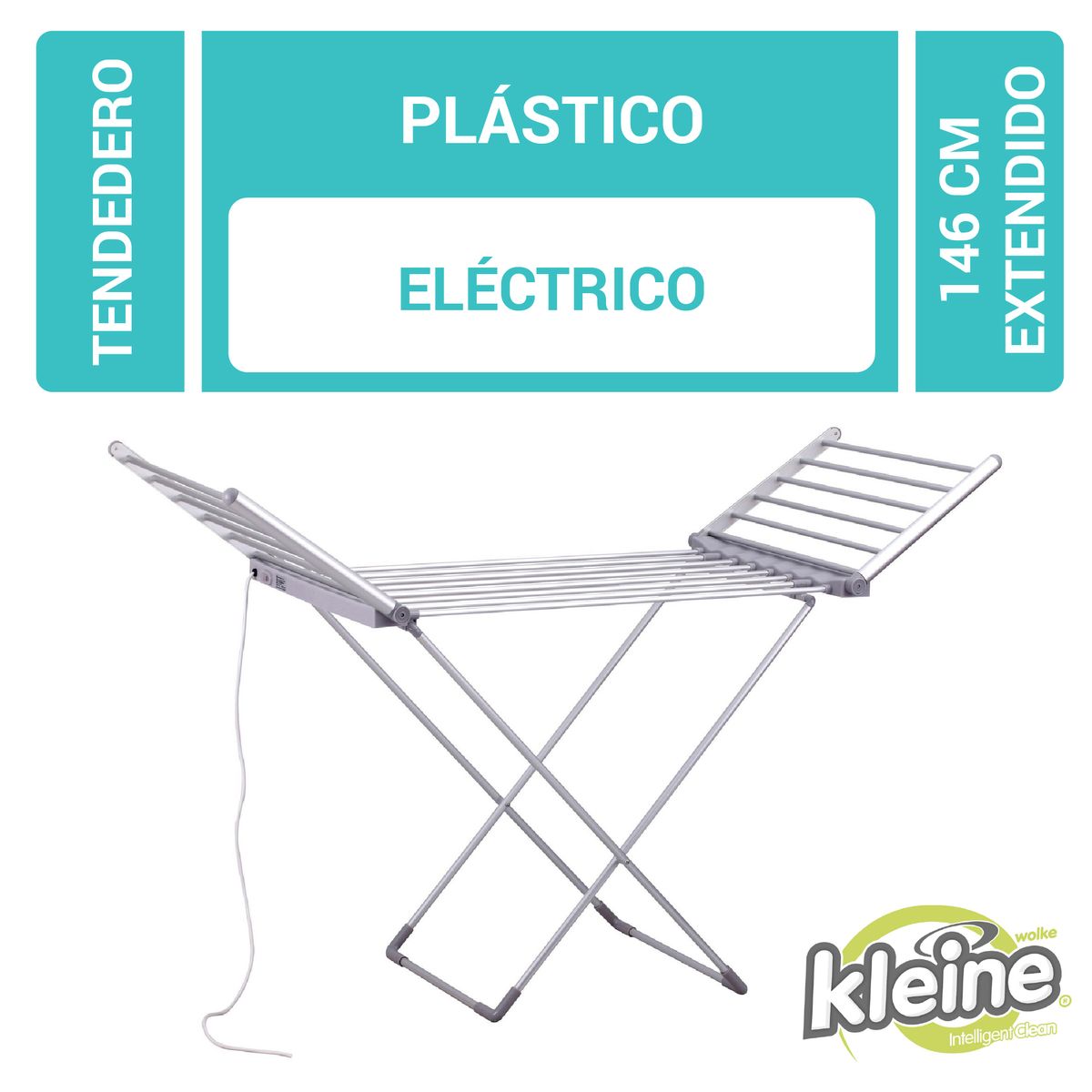 KLEINE WOLKE - Tendedero Eléctrico Plegable Plástico 54x146x91 cm Gris