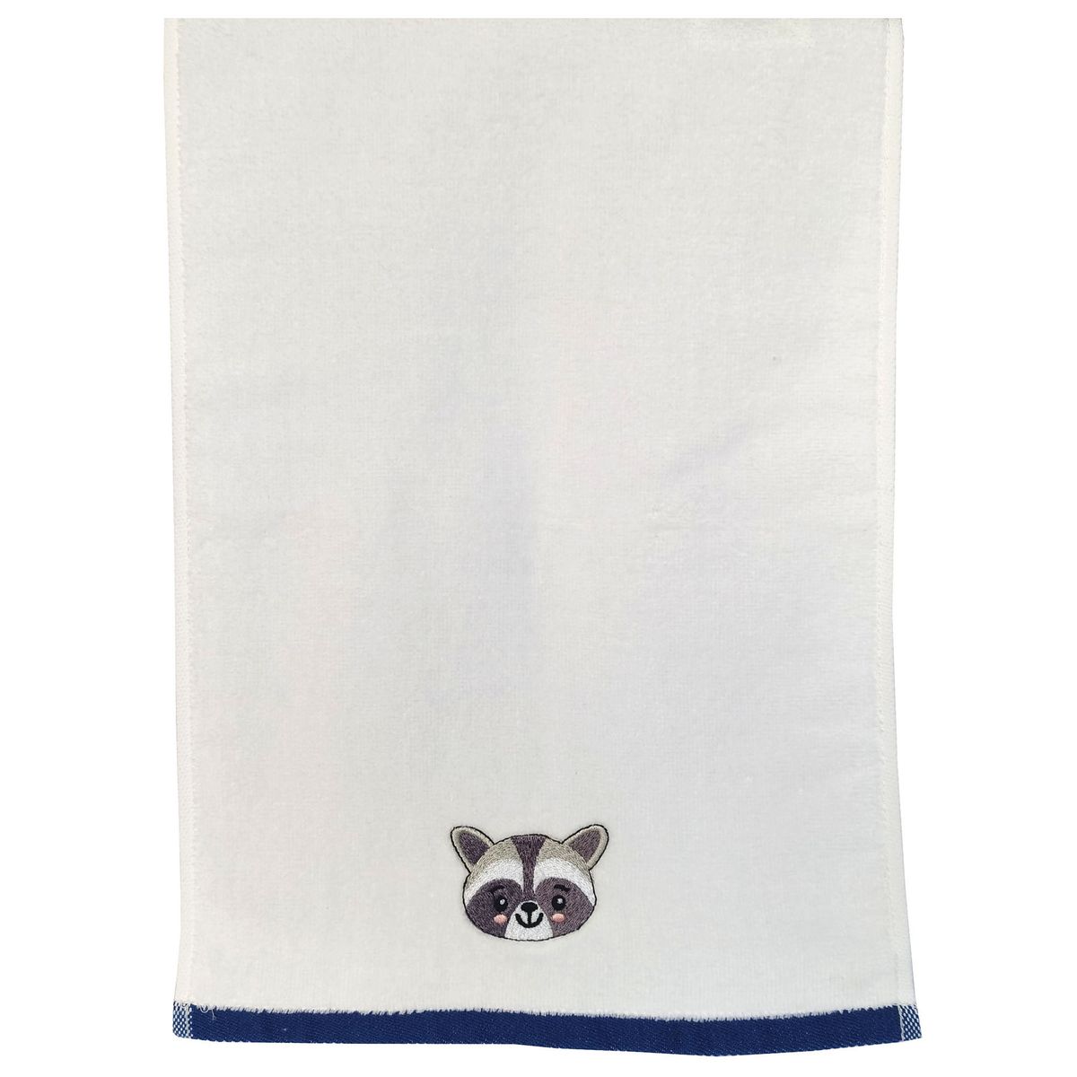 CASA BONITA - Toalla Infantil Mapache 380 gr Algodón 28x46 cm Blanco