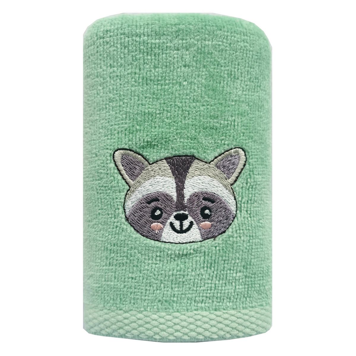 CASA BONITA - Toalla Infantil Mapache 380 gr Algodón 28x46 cm Verde