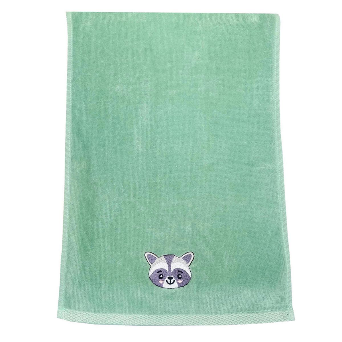 CASA BONITA - Toalla Infantil Mapache 380 gr Algodón 28x46 cm Verde