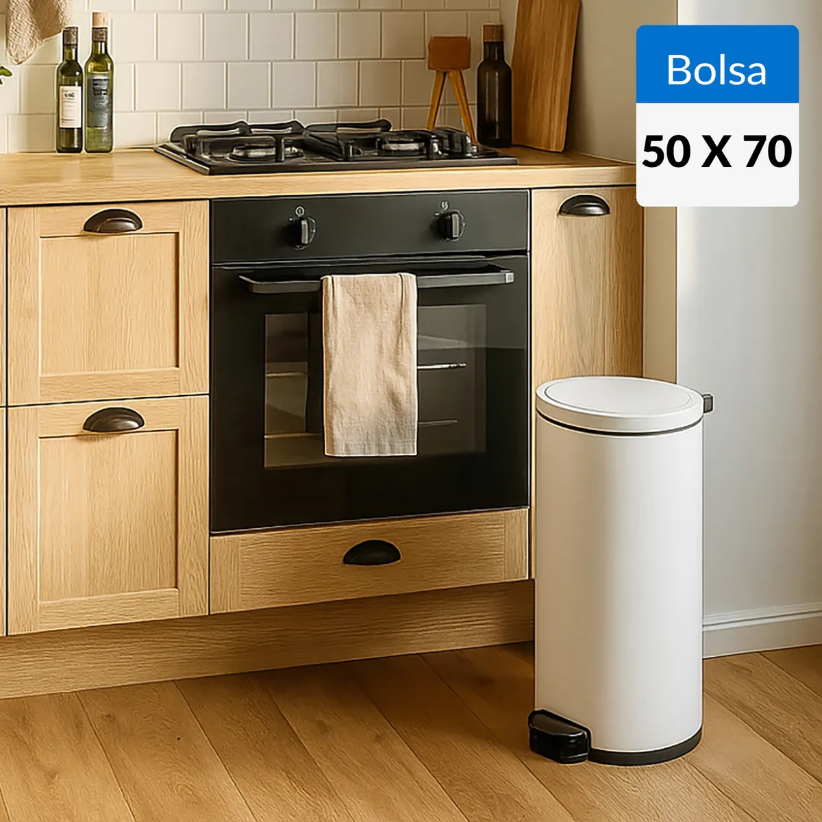 EKO - Basurero de Bolsa 50x70 cm 30 Litros Plástico Blanco