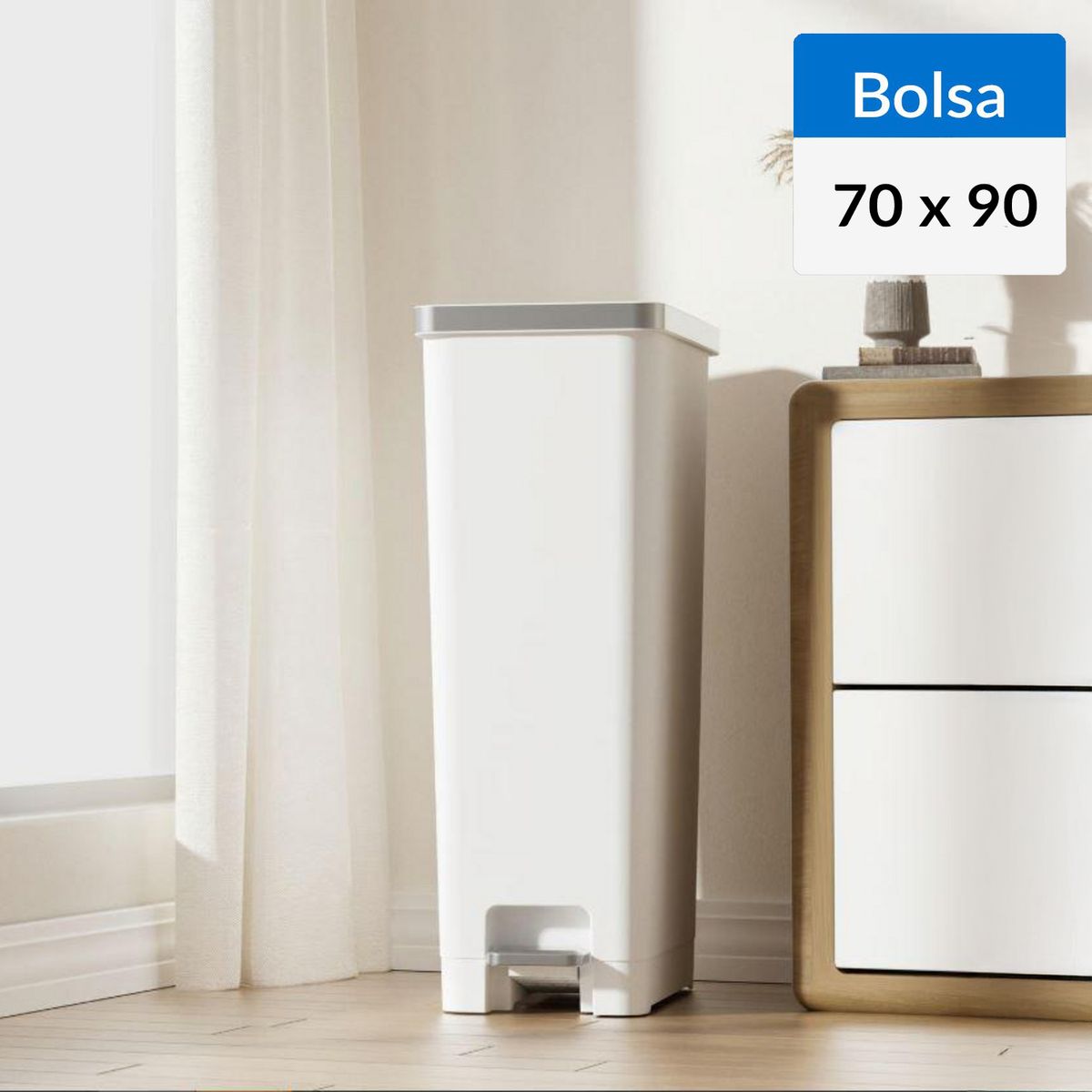 EKO - Basurero de Bolsa 70x90 cm 45 Litros Plástico Blanco