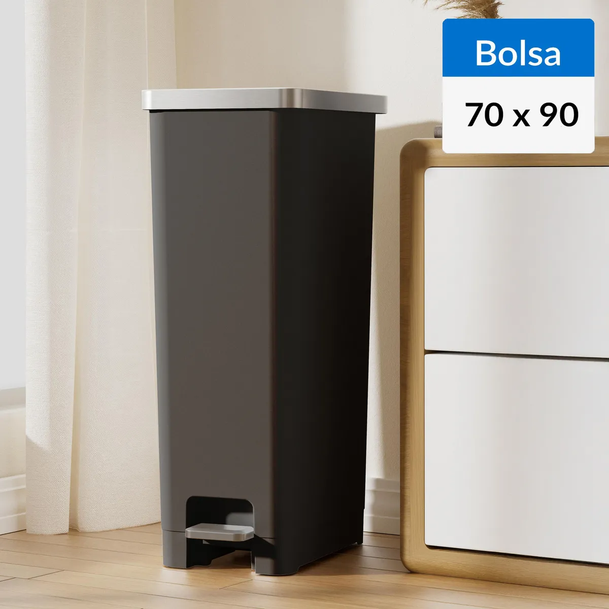 EKO - Basurero de Bolsa 70x90 cm 45 Litros Plástico Negro