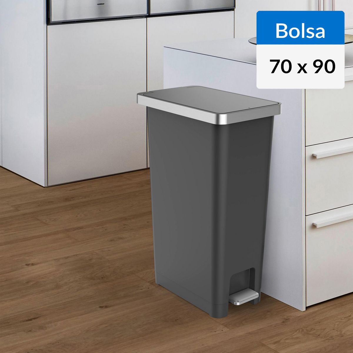 EKO - Basurero de Bolsa 70x90 cm 45 Litros Plástico Gris