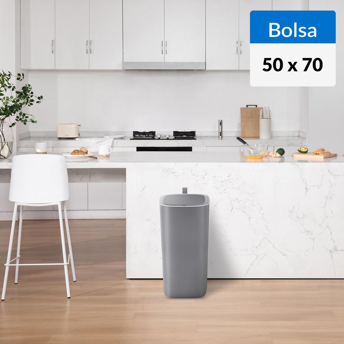 EKO - Basurero con Sensor Bolsa 50x70 cm 30 Litros Plástico Gris