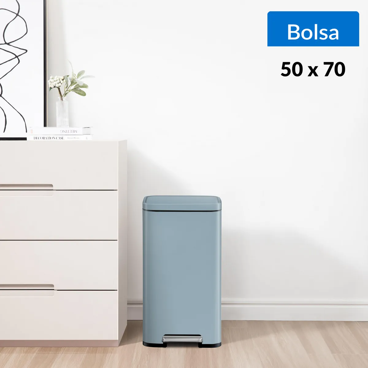 EKO - Basurero de Bolsa 50x70 cm 30 Litros Metal Azul Grisaceo