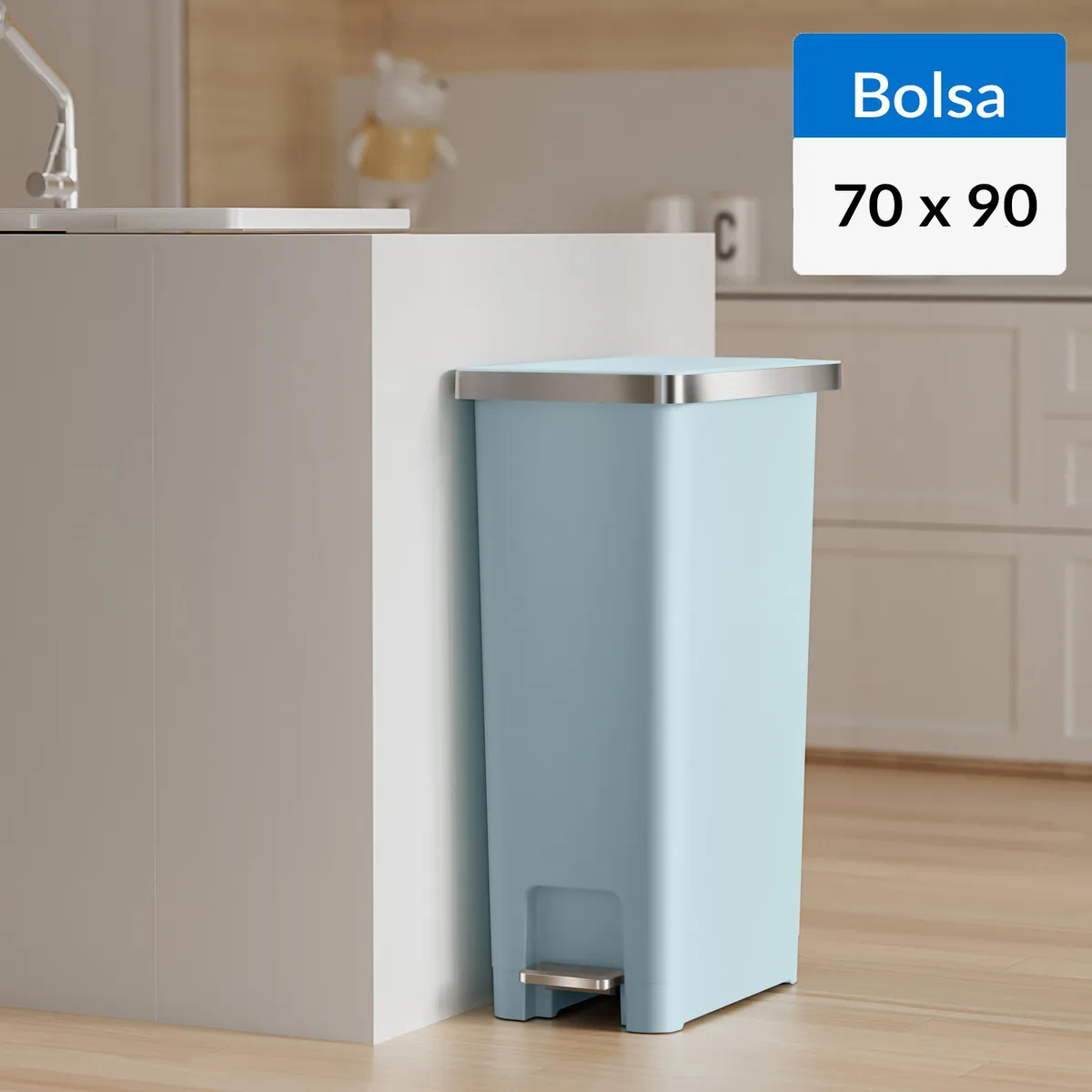 EKO - Basurero de Bolsa 70x90 cm 45 Litros Plástico Azul