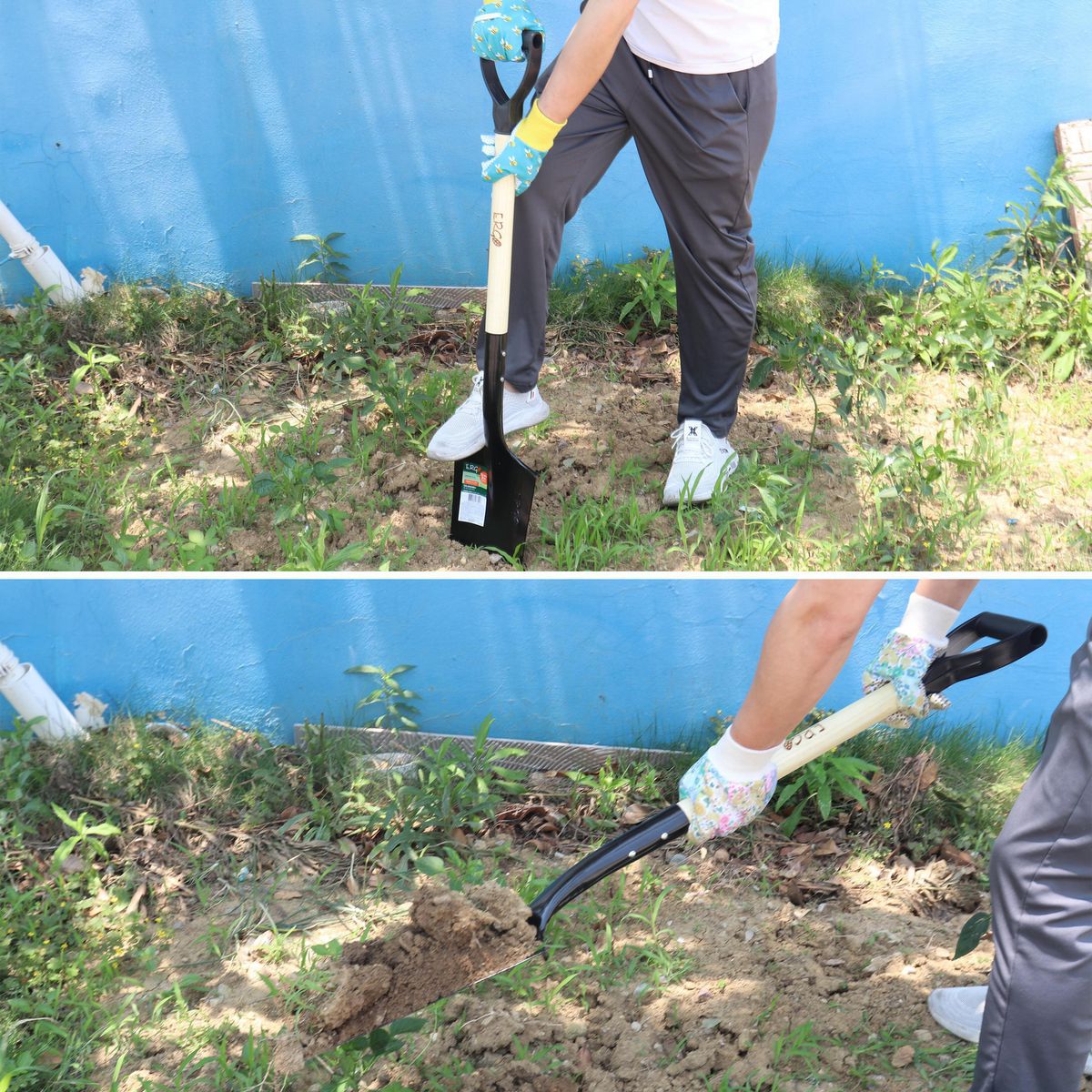 ERGO - Pala Plantadora con Mango Largo Cuadra Acero