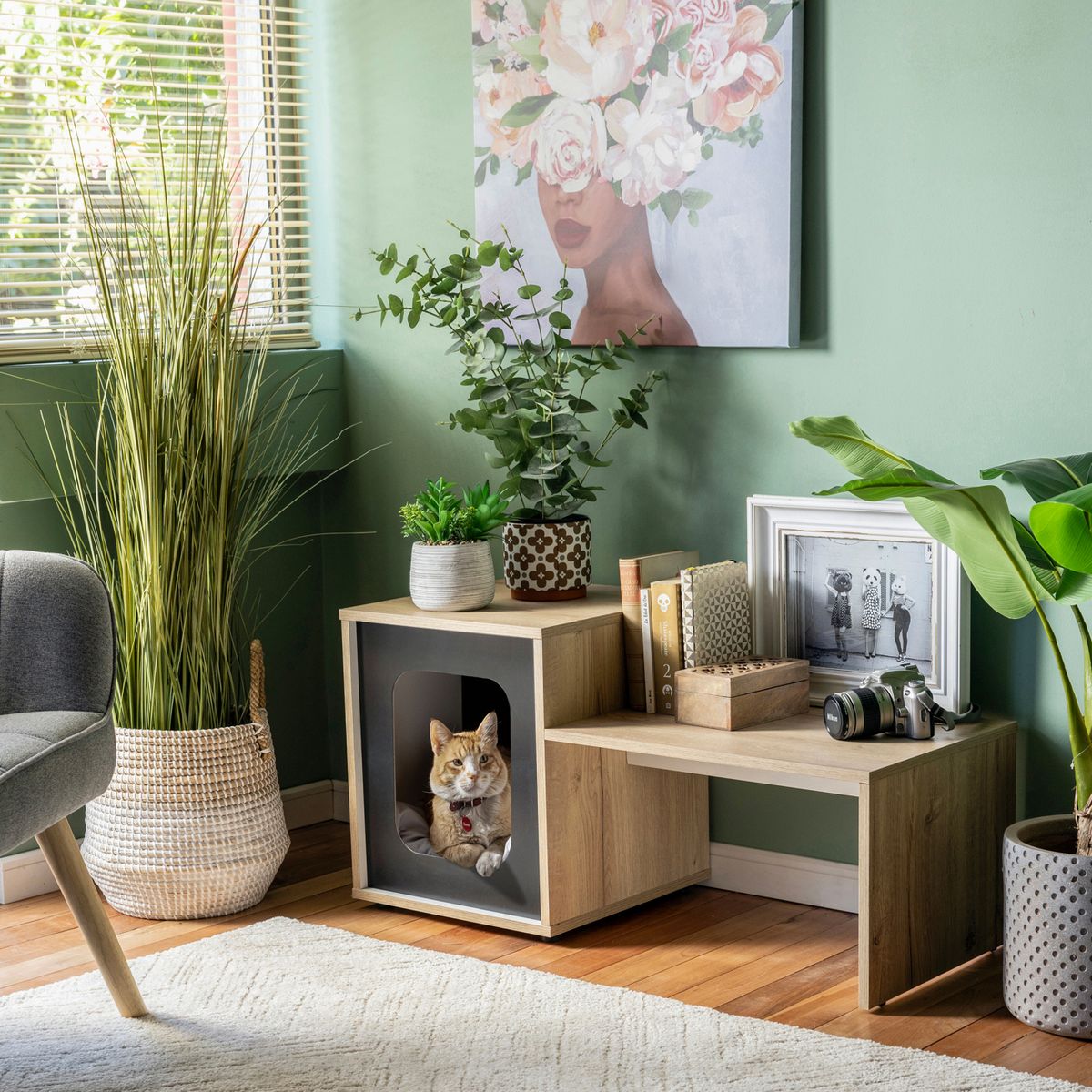 JUST HOME COLLECTION - Mesa Auxiliar Espacio Mascota Duna 91.5x40x46.5 cm