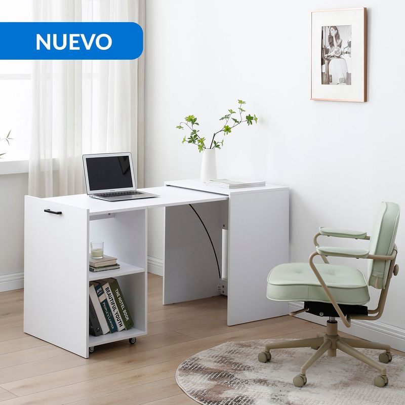 JUST HOME COLLECTION - Escritorio Modular Extensible Blanco 140x72x60 cm