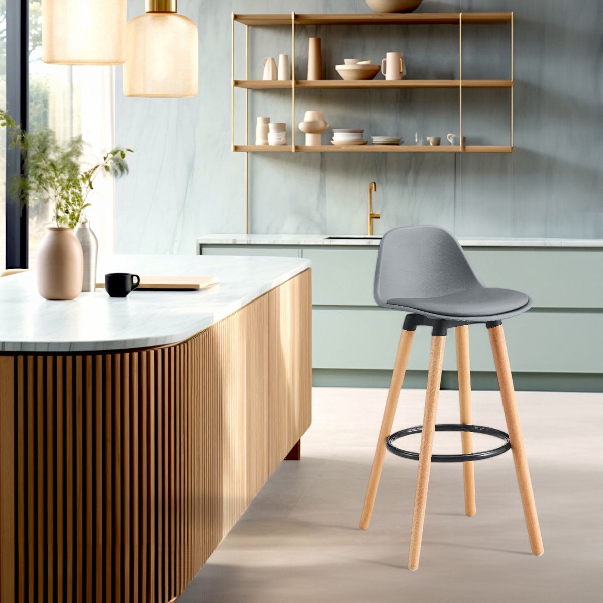 JUST HOME COLLECTION - Silla Bar Frank Gris 89x38.5x43.5 cm