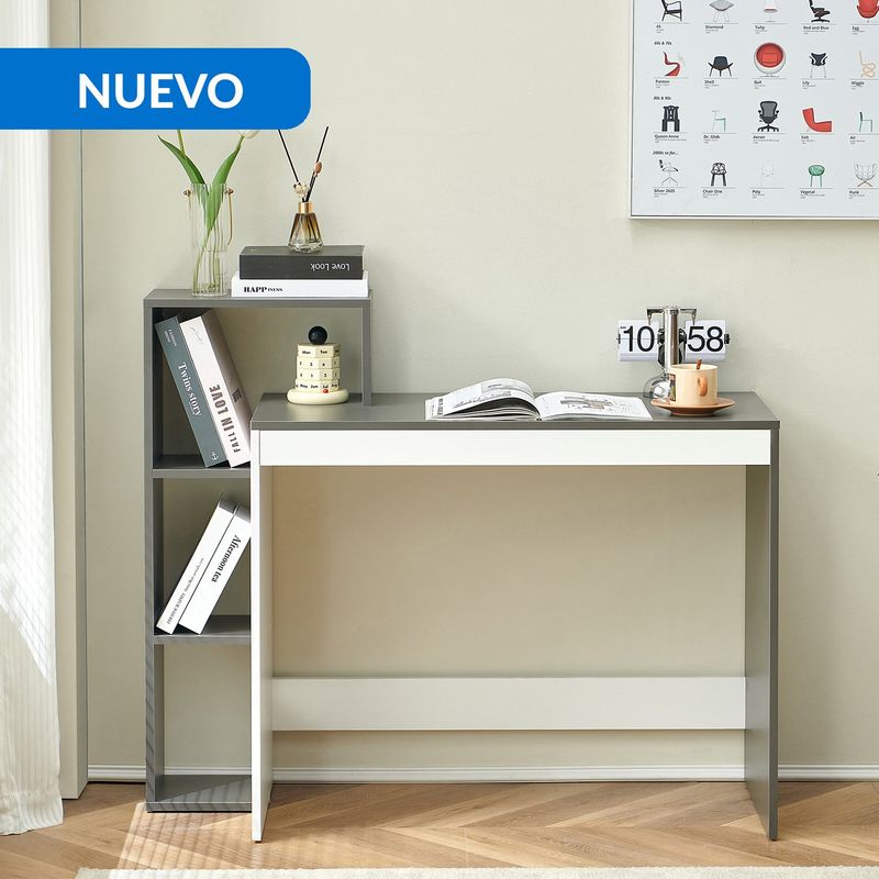 JUST HOME COLLECTION - Escritorio Santana Blanco, gris 110x91x40 cm