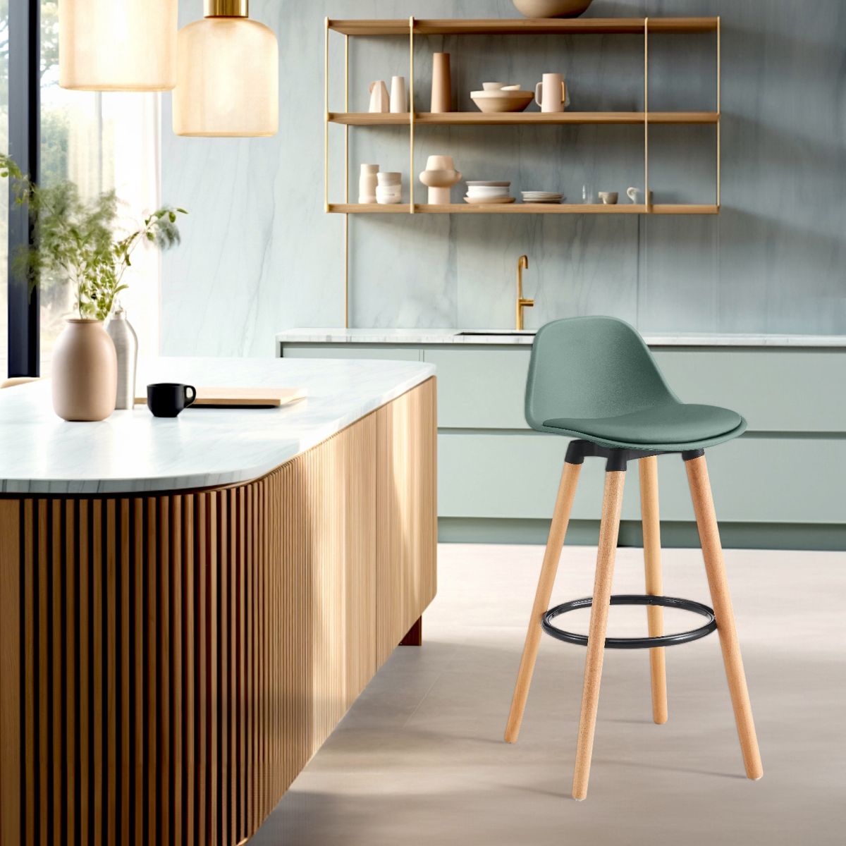 JUST HOME COLLECTION - Silla Bar Frank Verde 89x38.5x43.5 cm