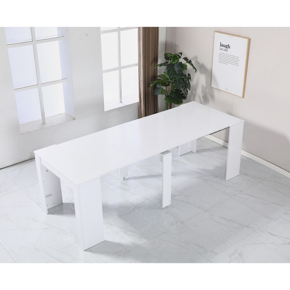 JUST HOME COLLECTION - Mesa de Comedor Modular Extensible Blanco 90x75x51 cm