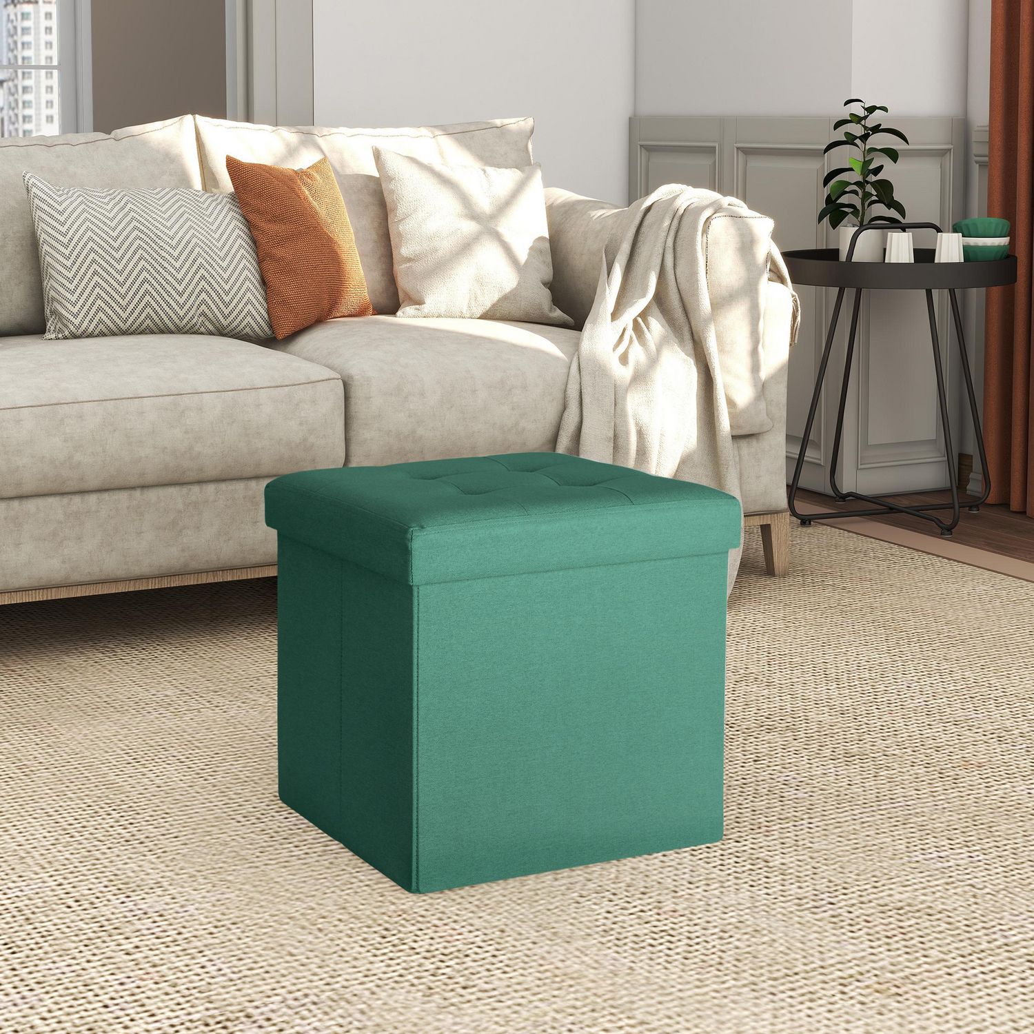 JUST HOME COLLECTION Pouf plegable verde 38x38x38 cm | Falabella Chile