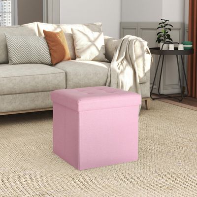 Imagen 2 del producto Pouf plegable rosado 38x38x38 cm
