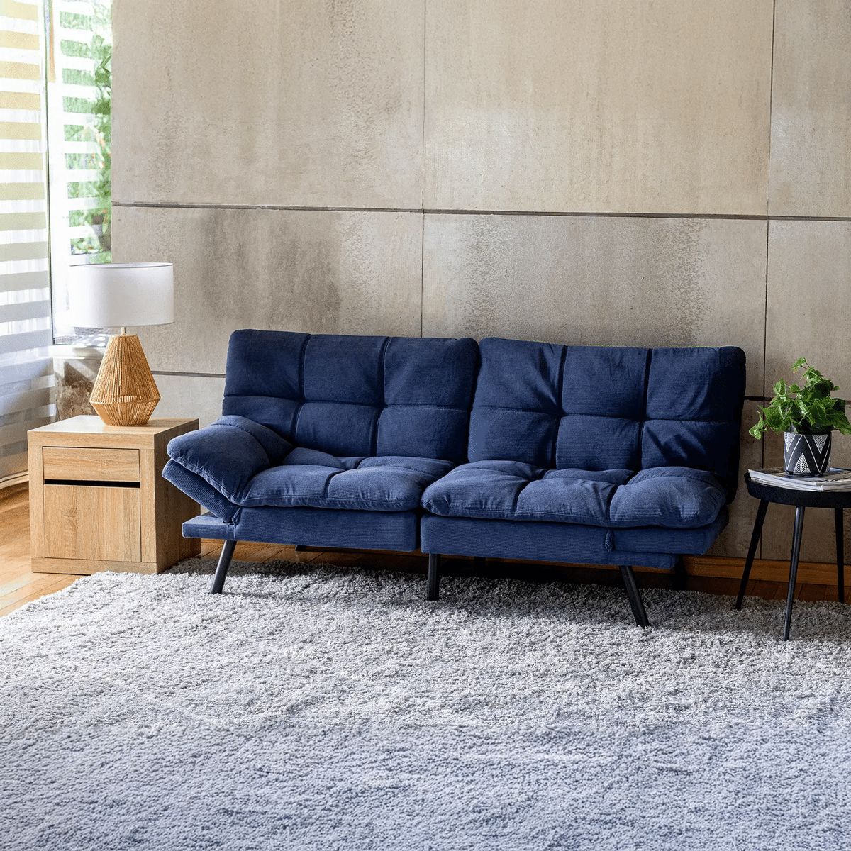 JUST HOME COLLECTION - Futón Moscu Azul 182x86x82 cm