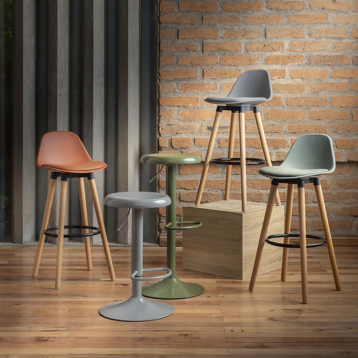 JUST HOME COLLECTION - Silla bar Vora Gris 82x35x35 cm