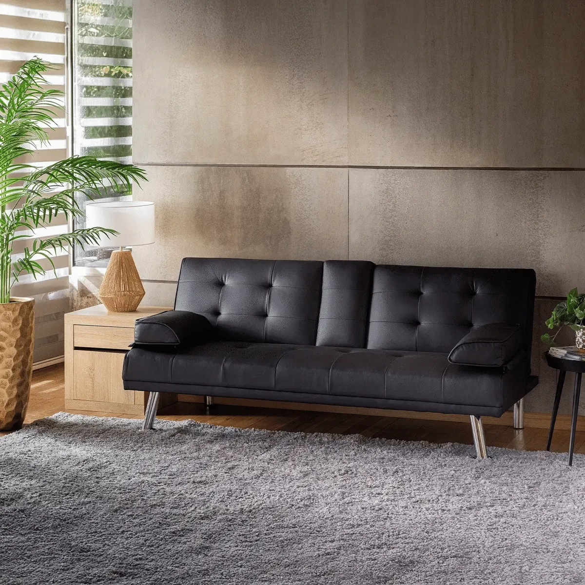 JUST HOME COLLECTION - Futón Aveiro Negro 180x84x77 cm