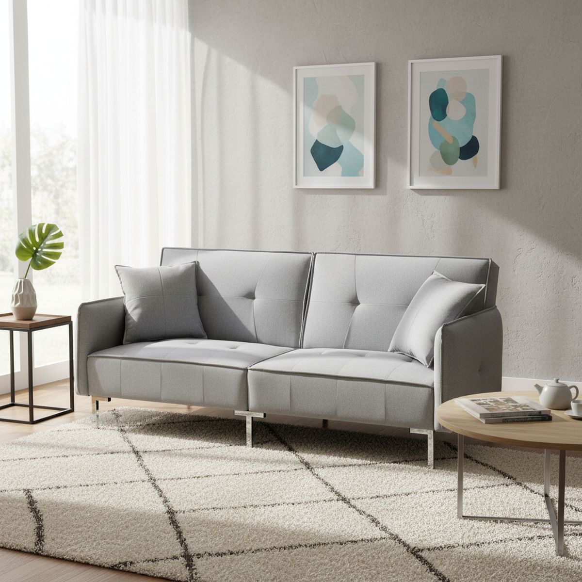 JUST HOME COLLECTION - Futón Portland Gris 195x93x84.5 cm