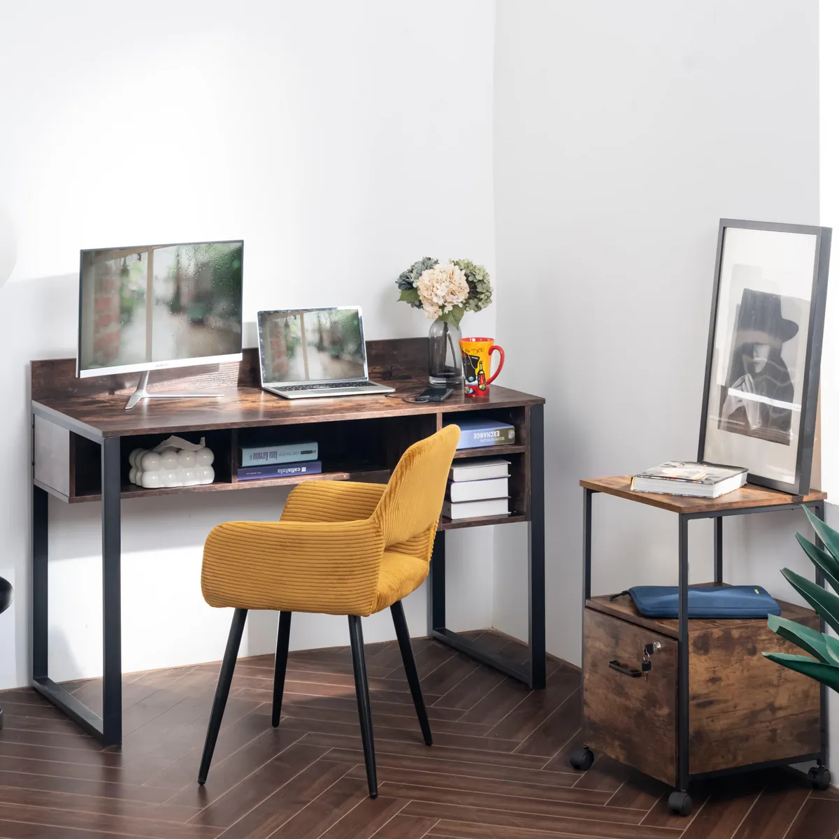 JUST HOME COLLECTION - Escritorio Wool Madera/Negro 120x85x60 cm