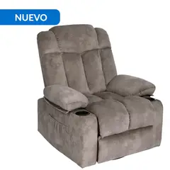 JUST HOME COLLECTION - Sillón Bergere Reclinable Mecedor Giro 360 1 cuerpo Telsiai 90x101x164 cm Café