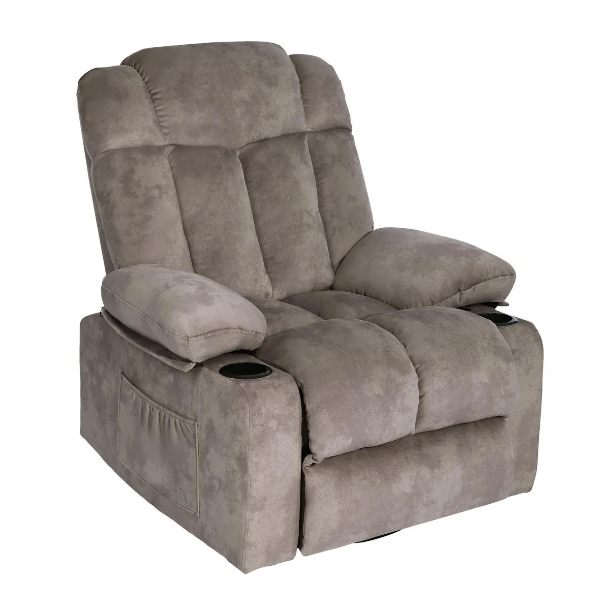 JUST HOME COLLECTION - Sillón Bergere Reclinable Mecedor Giro 360 1 cuerpo Telsiai 90x101x164 cm Café