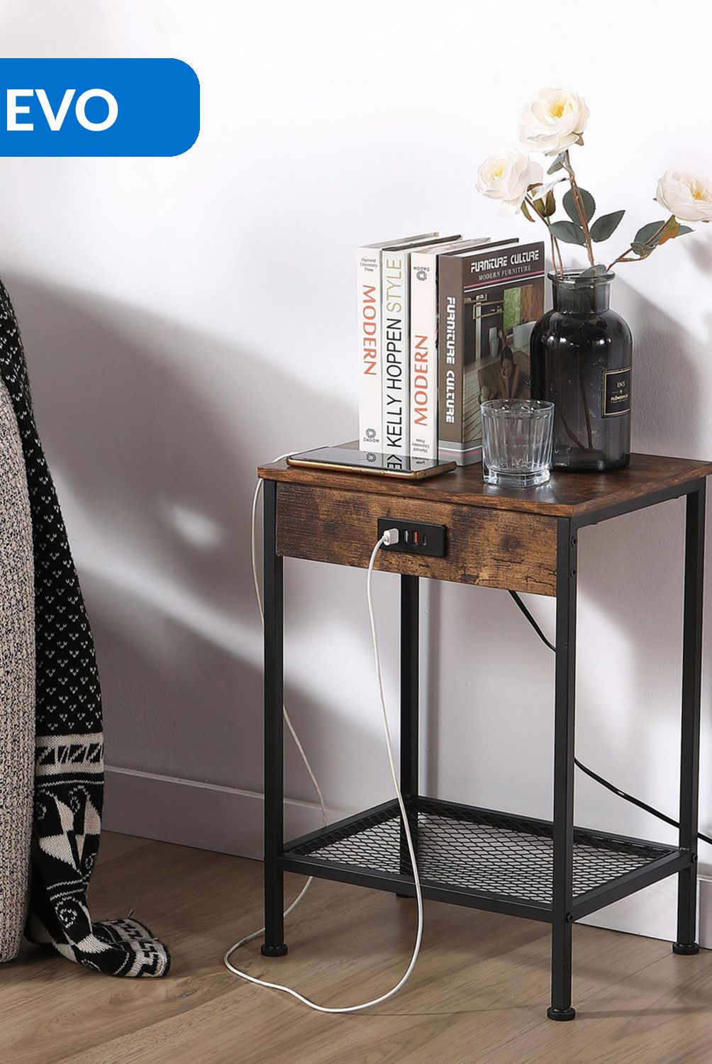 JUST HOME COLLECTION - Mesa lateral Oakham Café 38x28x52 cm