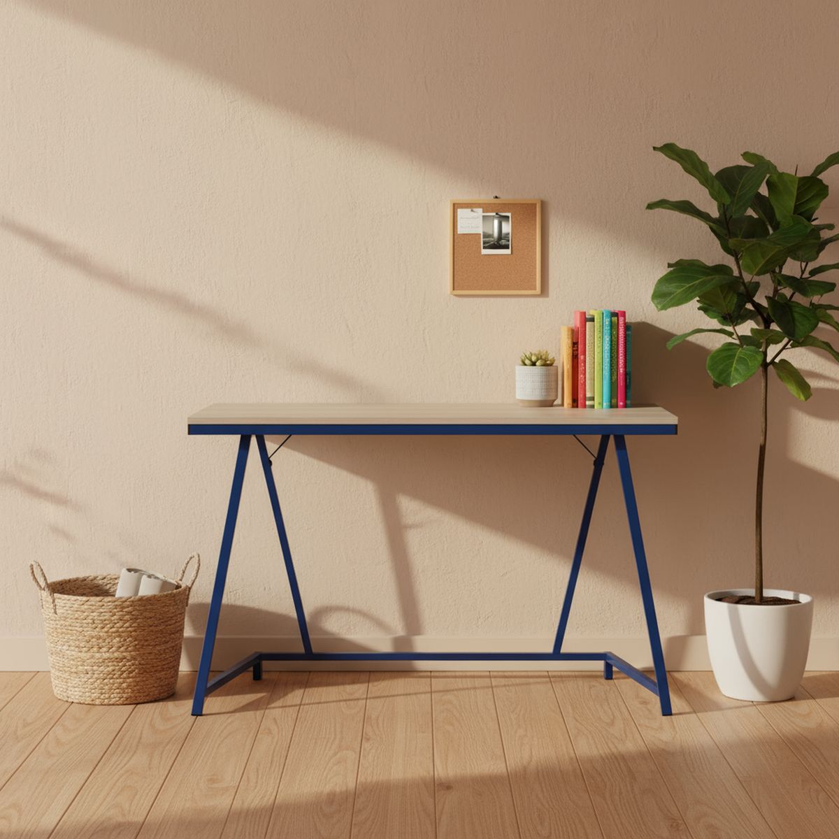 JUST HOME COLLECTION - Escritorio Prate Madera/Azul 110x75x50 cm