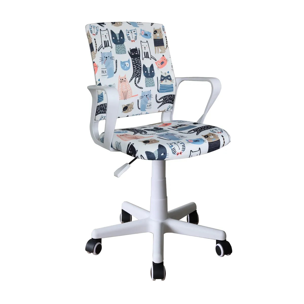 JUST HOME COLLECTION - Silla Escritorio Infantil Gato Blanco/Multicolor