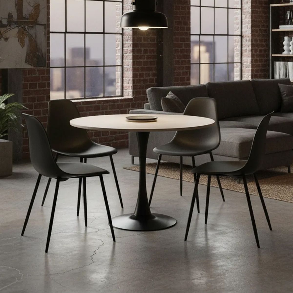 JUST HOME COLLECTION - Juego de Comedor Susana 4 Sillas Mesa Rectangular 80 cm x 75 cm Negro