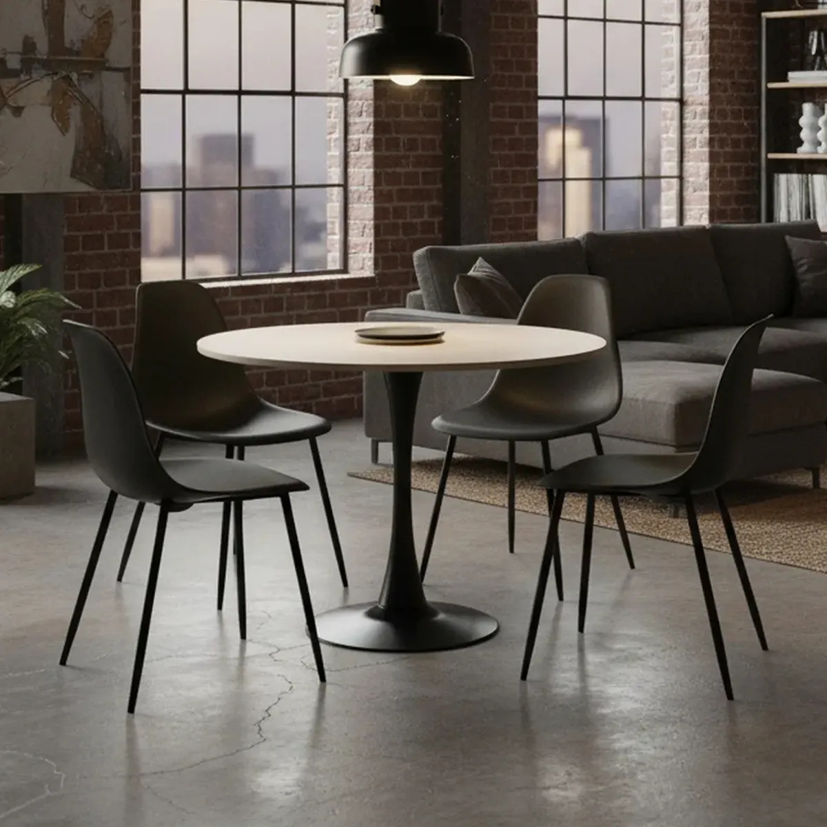 JUST HOME COLLECTION - Juego de Comedor Susana 4 Sillas Mesa Rectangular 80 cm x 75 cm Negro