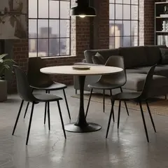 JUST HOME COLLECTION - Juego de Comedor Susana 4 Sillas Mesa Rectangular 80 cm x 75 cm Negro