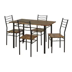 JUST HOME COLLECTION - Juego de Comedor Panamá 4 Sillas Mesa Rectangular 70 cm x 120 cm x 75 cm Madera, Negro