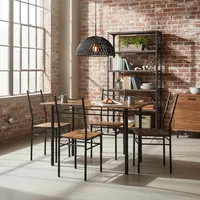 Juego de Comedor Panamá 4 Sillas Mesa Rectangular 70 cm x 120 cm x 75 cm Negro