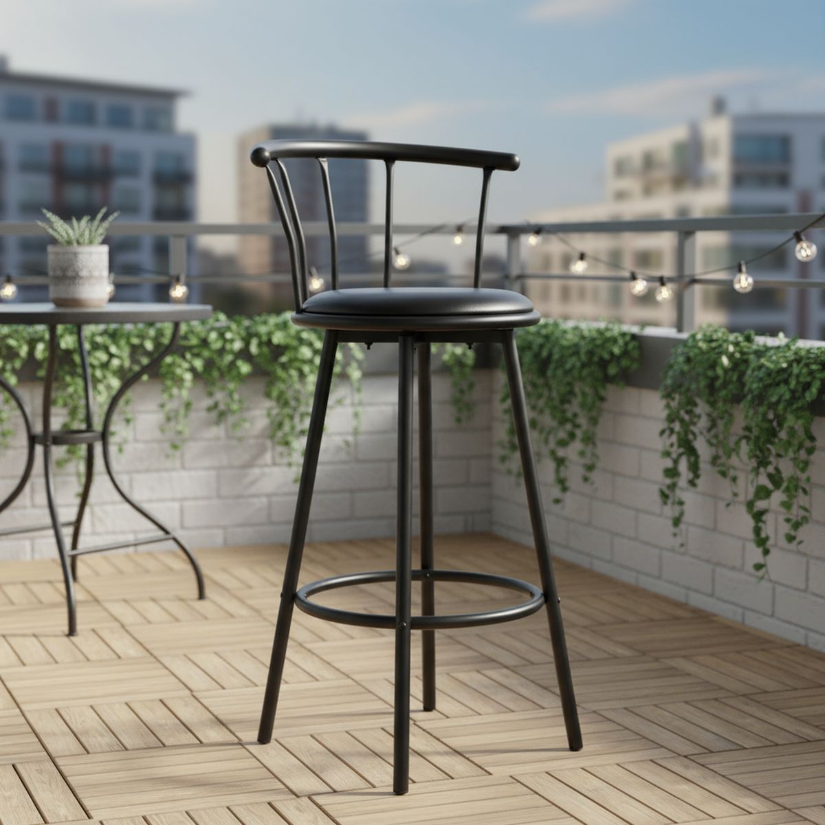 JUST HOME COLLECTION - Silla bar Bar Negro 99.5x55x51.5 cm