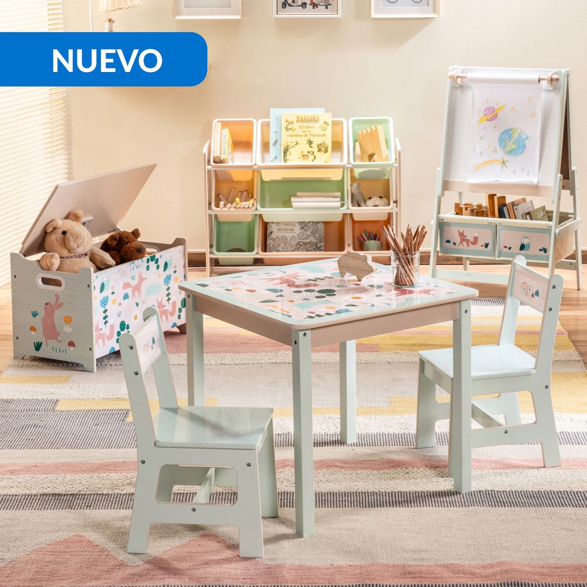 JUST HOME COLLECTION - Set mesa + 2 sillas Bosque Multicolor 60x55x60 cm