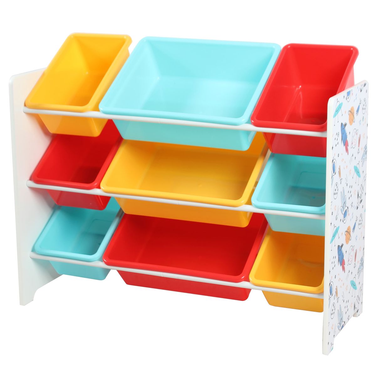 JUST HOME COLLECTION - Estante Infantil Cohetes 9 Cajas 3 Nivel(es) 83.5x60x29.5 cm Multicolor