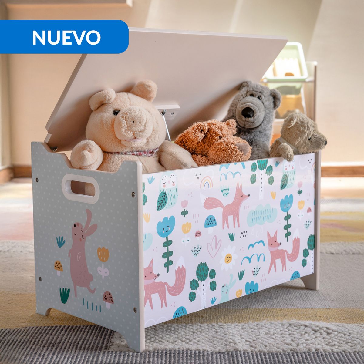 JUST HOME COLLECTION - Baúl Infantil Bosque 60.2x39x36.5 cm 84 l Multicolor