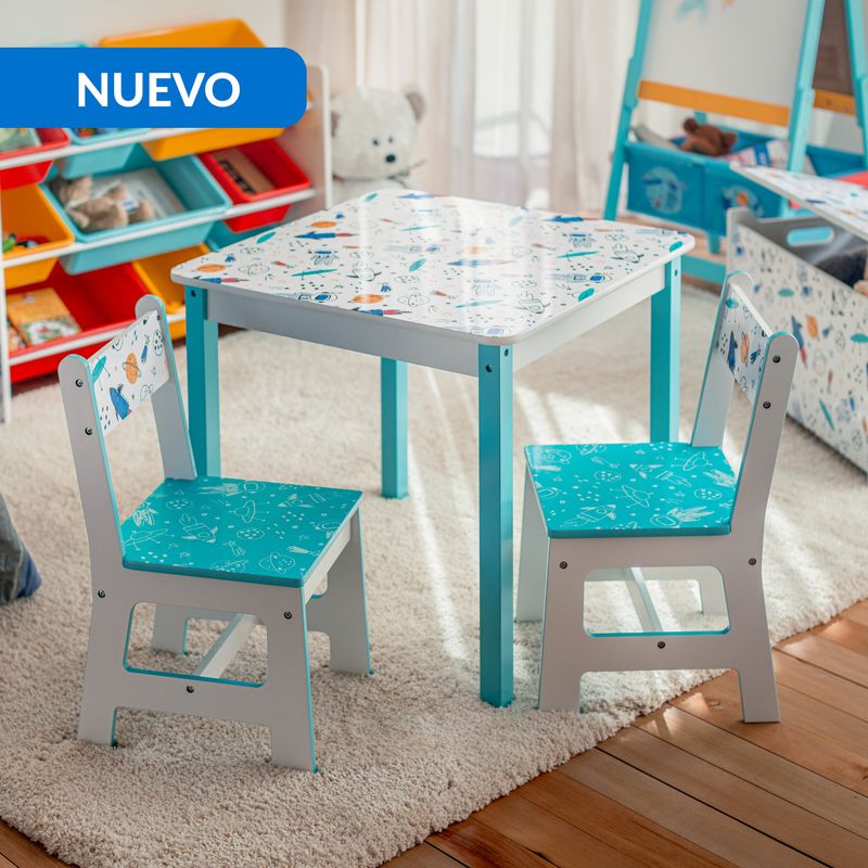  - Set Mesa + 2 Sillas Cohetes Multicolor 60x55x60 cm
