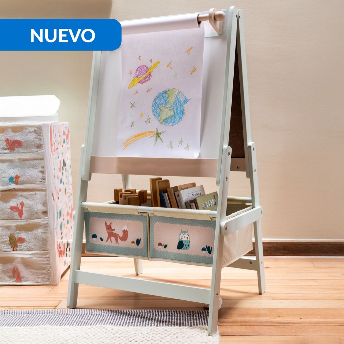 JUST HOME COLLECTION - Pizarra Infantil Bosque con 2 Cajas MDF 1 Nivel(es) 49.5x94.5x46 cm Multicolor