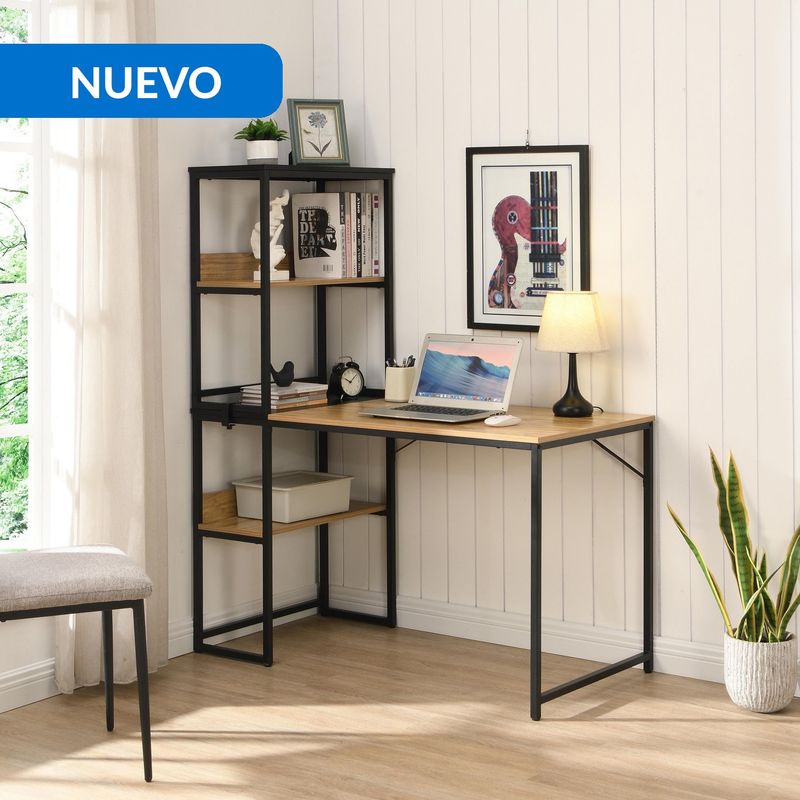 JUST HOME COLLECTION - Escritorio Multifuncional Feli Madera/Negro 150x75x60 cm