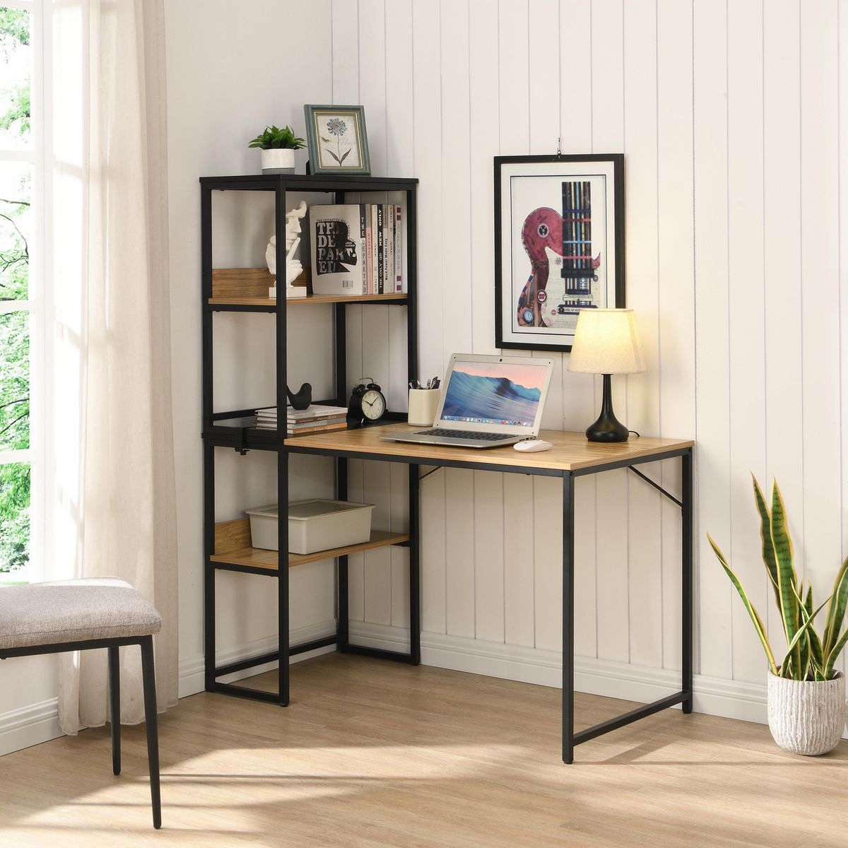 JUST HOME COLLECTION - Escritorio Multifuncional Feli Madera/Negro 150x74x60 cm