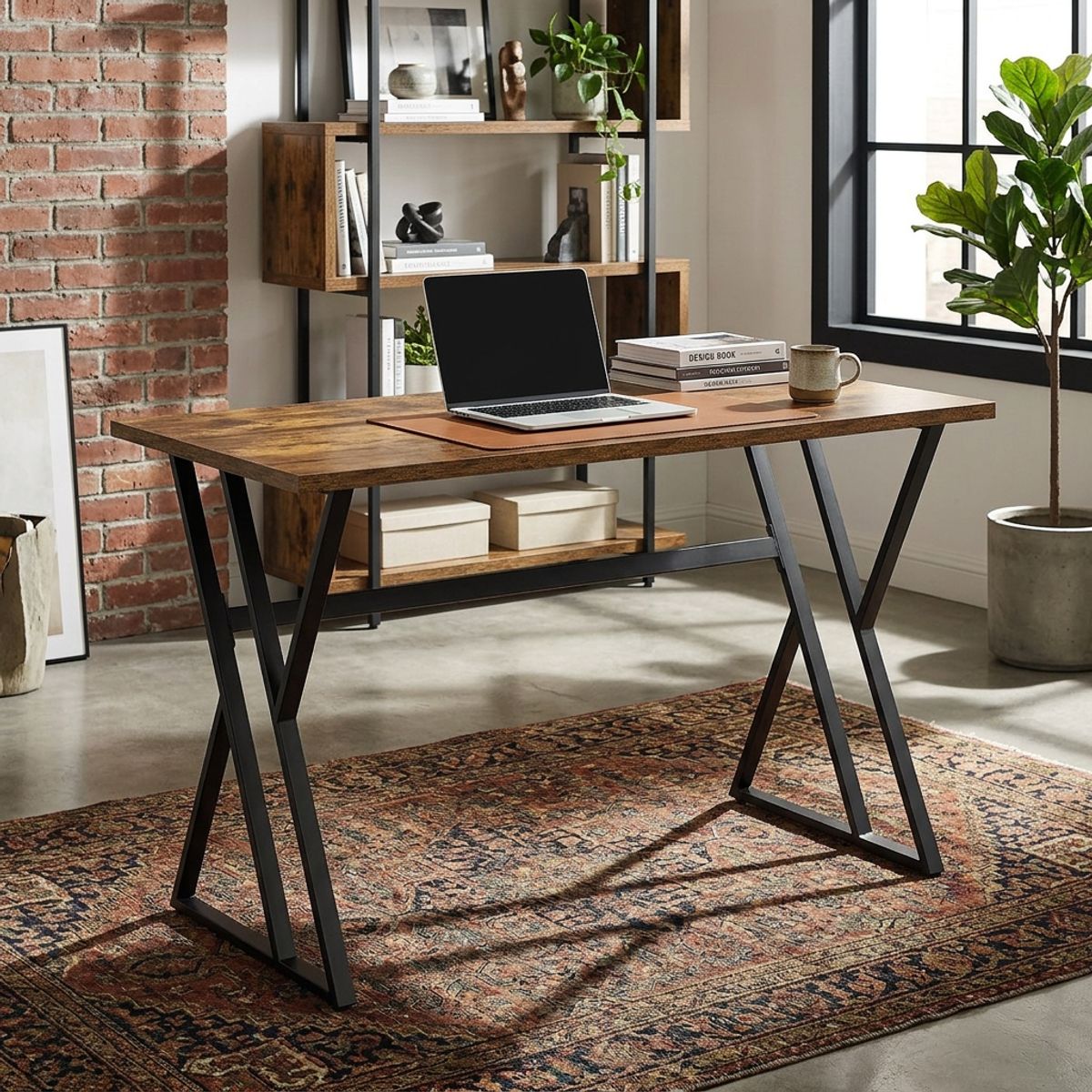 JUST HOME COLLECTION - Escritorio Berlin Madera, Negro 120x75x60 cm