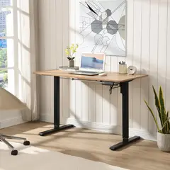 JUST HOME COLLECTION - Escritorio Altura Ajustable Eléctrico Madera, Negro 120x73x60 cm