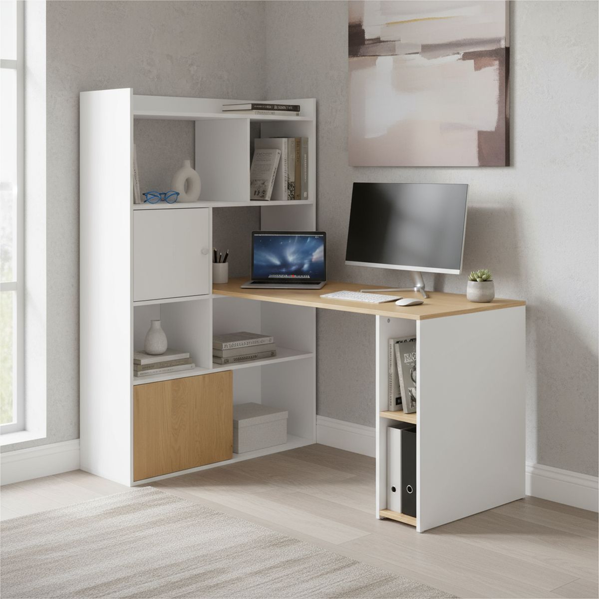 JUST HOME COLLECTION - Escritorio Mendoza Blanco, Madera 100x154.5x34.4 cm